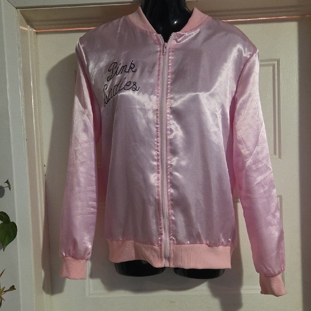 Pink Ladies Satin Bomber Jacket - Pink